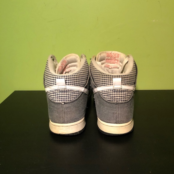 🧺 NIKE DUNK HIGH DENIM GINGHAM GREY PLAID MENS SHOES SIZE 8.5 SNEAKERS 🧺 - Picture 4 of 6